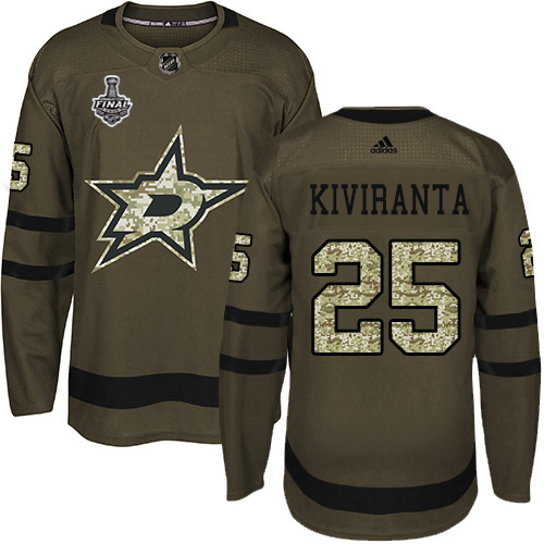 Adidas Dallas Stars #25 Joel Kiviranta Green Salute to Service Youth 2020 Stanley Cup Final Stitched NHL Jersey->youth nhl jersey->Youth Jersey